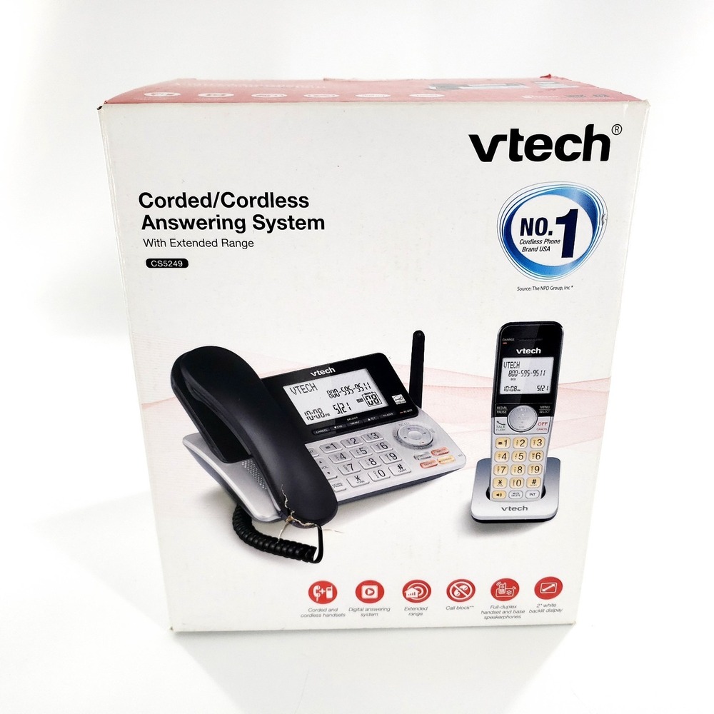 VTech CS5249 DECT 6.0 Expandable Corded/Cordless Phone w/ Answering System New